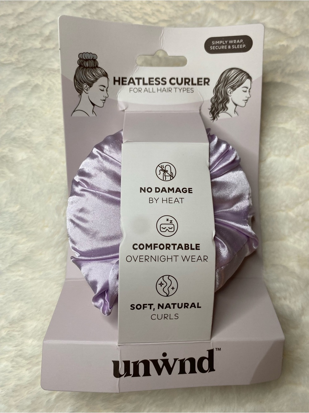 Heatless Curler Satin Scrunchie - Lavender